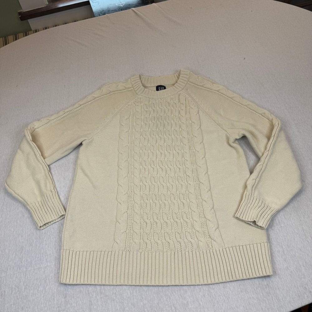 Gap‎ Maternity Cream Cable Knit Sweater Size Medium Cozy Warm 100% cotton
